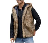 Men Faux Fur Vest Clearance Mens Faux Fur Gilet Today's Deals,Faux Furry Short Coat Jacket Winter Fleece Body Warmer Thermal Waistcoat Thicken Warm Soft Shaggy Vest Luxury Elegant Fur Gilet S-3XL