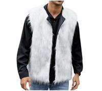 Men Faux Fur Vest Clearance Mens Faux Fur Gilet Today's Deals,Faux Furry Short Coat Jacket Winter Fleece Body Warmer Thermal Waistcoat Thicken Warm Soft Shaggy Vest Luxury Elegant Fur Gilet S-3XL