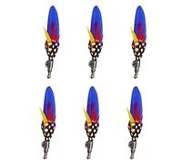 Men Feathers Brooch Pins Boutonniere Pin Feather Corsage Lapel Pin Hats Decoration, 6pcs