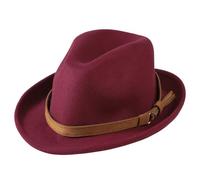 Men Fedora Trilby Hat Panama Hat Classic Bowler Hat Woolen Felt Bush Hat Western Cowboy Hat Jazz Gentlemans Hat Short Brim Warm Autumn Winter Hat for Men Women Outdoor Cosplay Ceremony,56-58cm