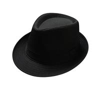 Men Felt Trilby Hat Warm Fedoras Classic Winter Bowler Hat Outdoor British Hat Jazz Costume Hats Vintage Panama Hat with Short Brim Black
