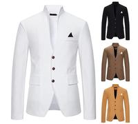 Men Flap Pocket Blazers Slim Fit Tuxedo Jackets 3 Button Blazer Men Formal Smart Suit Jacket Elegant Business Jacket Coat With Triangular Chest Marker Blazers Tops Single Button Jackets