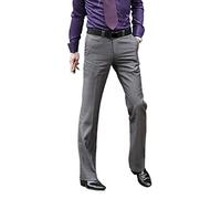 Men Flared Boot Cut Trousers No Lroning Required Business Casual British Office Slim Comfortable Formal Bottom White Suit Pants (Color : Gray, Size : 34)