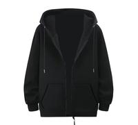 Men Fleece Full Zip Long Sleeve Sports Oversize Hooded Drawstring Loose Plain Casual Sweatshirt Comfortable Zip Up Cotton Hoodies Fashion Front Pockets Autumn Winter Thermal Fleece Coat
