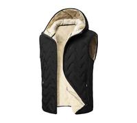 Men Fleece Gilets Hooded Vest Flannel Lined Jackets Sleeveless Waistcoat Solid Cardigans Waterproof Outerwear Hood Gilet with Zip Pockets Body Warmer Thermal Cardigan Travel Holiday Walking Sportwear