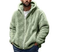 Men Fleece Hoodie Sweatshirt Zip Up Jacket Oversized Jumper Plush Cardigans Long Sleeve Hooded Pullover Solid Color Coat Zipped Outwear Winter Warm Sweater for Outdoor Hiking Fishing Work