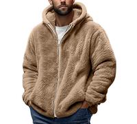 Men Fleece Jackets Zip Sweatshirts Solid Sherpa Teddy Coat Winter Warm Fuzzy Hoodie Long Sleeve Fluffy Jumper Outwear Soft Comfy Hoodies Lightweight Breathable Jacket Thermal Winter Warm UK Sale S-4XL