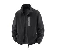 Men Fleece Lined Jacket Zip up Warm Coat Thermal Heavyweight Long Sleeve Lapel Collar Windproof Hiking Outwear Chunky Warm Zipped Pocket Plain Winter Jacket for Men UK S-5XL