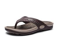 Men Flip Flop With Arch Support For Plantar Fasciitis, Acupressure Massage Slippers Open Toe Reflexology Sandals Summer Breathable Beach Shoes (Color : Khaki, Size : 9 UK)