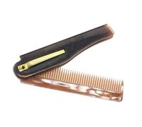 Men Folding Pocket Clip Plastic Portable Head Beard Combs Bussiness Trip Travel Lightweight Comb, brown+gold, 1PC