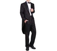 Men Formal Magic Show Costume Tailcoat Jacket Tuxedo Suits 4 Piece Chorus Musician Cosplay Adult Magician Tailcoat, Black, Large