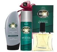 Men Fragrance Bundle with Eau de Toilette 100ml, Deodorant 200ml and Shower Gel 250ml Original Scent with Deluxio Gifts Gift Bag