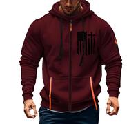 Men Full Zip Up Hoodie Zipped Pocket Hoodies for Men Uk Cross Religious Christian Graphic Sports Casual Hooded Sweatshirts Long Sleeve Pullover Outdoor Jackets (ZY11-Wine, XXL)