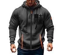 Men Full Zip Up Hoodie Zipped Pocket Hoodies for Men Uk Cross Religious Christian Graphic Sports Casual Hooded Sweatshirts Long Sleeve Pullover Outdoor Jackets (ZY11-Dark Gray, XXL)