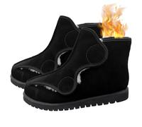 Men Fur Lined Warm Ankle Boots, Women Adjustable Extra Wide Shoes, Swollen Feet Diabetic Edema Slippers, Unisex Casual Walking Sneakers Men Black 9
