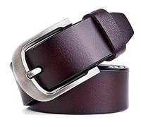 Men Genuine Leather 100% Full Grain Dress Belt with Single Prong Scratch Resistan Buckle Great for Business Work (30-32, Dark Brown)