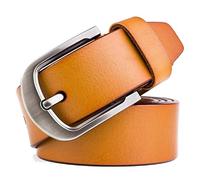 Men Genuine Leather 100% Full Grain Dress Belt with Single Prong Scratch Resistan Buckle Great for Business Work (34-36, Tan)