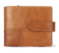Men Genuine Leather Wallet FID Blocking Zipper Bifold Slim Minimalist Money Clip Credit Card Holder Passport Stylish Purse Coin Billfold Front Back Pocket Coach Designer Purse Travel Gift Q-17