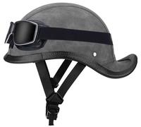 Men German Style Half Helmet, Baseball Motorcycle Helmet DOT Approved Jet helmet Unisex Retro Moped Helmet Skull Cap Helmets with Goggles Bicycle, Cruiser, Scooter 5,M=55-56cm
