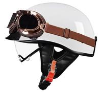 Men German Style Half Helmets, Baseball Cap Motorcycle Helmets, DOT Approved Retro Lightweight Moped Helmet Jet helmet Unisex Scooter Helmet Skull Cap Helmets with Goggles 18,M=55-56cm
