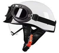 Men German Style Half Helmets, Baseball Cap Motorcycle Helmets, DOT Approved Retro Lightweight Moped Helmet Jet helmet Unisex Scooter Helmet Skull Cap Helmets with Goggles 17,L=57-58cm