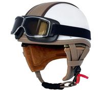 Men German Style Helmets, Motorcycle jet helmet DOT Approved Retro Baseball Cap Helmets Moped Helmet with Goggles Unisex Skull Cap Helmets for Motorbike Cruiser Scooter Chopper 2,M=55-56cm