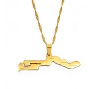 Men Gold Color Africa Map & Cities Pendant Jewelry Stainless Steel African Countries Map Necklaces For Women(Gambia,60cm)