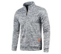 Men Golf 1/4 Zip Pullover Long Sleeved V Neck Jumpers Zipper Knit Sweater 1/2 Zip Winter Sweater 1/4 Zip Mid Layer Baselayer Sweatshirt Slim Fit Winterpullover Golf Gifts for Men Grey