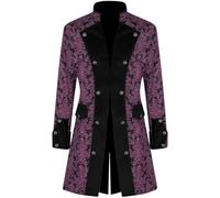 Men Gothic Jacket Clearance Stand Collar Double-breasted Long-sleeved Punk Trench Overcoat Medieval Renaissance Victorian Vintage Jacquard Coats Halloween Cosplay Costume Jackets Winter Coats S-XXL
