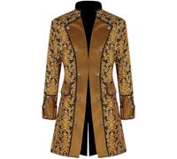 Men Gothic Jacket Clearance Stand Collar Double-breasted Long-sleeved Punk Trench Overcoat Medieval Renaissance Victorian Vintage Jacquard Coats Halloween Cosplay Costume Jackets Winter Coats S-XXL