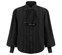 Men Gothic Shirts UK Clearance Steampunk Vintage Ruffled Inner Shirt Halloween Clothing Frilly Neck Solid Pullover Long Sleeve Blouses Renaissance Medieval Court Clothes Victorian Gentleman Tops