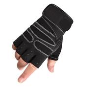Men Gym Gloves Weightlifting Bodybuilding Training Fitness Fingerless Gloves Half Finger Cycling Gloves Non-Slip Wrist Support(Black White,L)