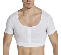 Men Gynecomastia Moobs Shirt Body Shaper Vest Compression Base Layer Tank Top Shapewear (Color:White,Size:M)