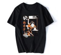 Men Haikyuu T-Shirts T Shirt Cotton T-Shirt Kei Tsukishima Bokuto Nishinoya Tshirt Streetwear Harajuku Black M Black XL