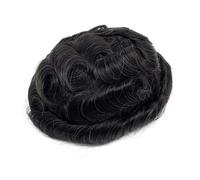 Men Hair Toupee Hairpiece Replacement System Male Prosthesis Full Poly Thin Soft Human Hairs Piece, 8x10" Injected PU Durable Skin Mens Wig Hair Pieces Replacement(1B10#,130 Density)