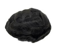 Men Hair Toupee Hairpiece Replacement System Male Prosthesis Full Poly Thin Soft Human Hairs Piece, 8x10" Injected PU Durable Skin Mens Wig(1b#,120 Density)