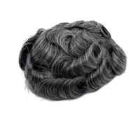 Men Hair Toupee Hairpiece Replacement System Male Prosthesis Full Poly Thin Soft Human Hairs Piece, 8x10" Injected PU Durable Skin Mens Wig(1B50#,130 Density)