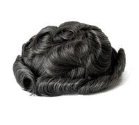 Men Hair Toupee Hairpiece Replacement System Male Prosthesis Full Poly Thin Soft Human Hairs Piece, 8x10" Injected PU Durable Skin Mens Wig Hair Pieces Replacement(250,130 Density)