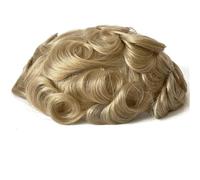 Men Hair Toupee Hairpiece Replacement System Male Prosthesis Full Poly Thin Soft Human Hairs Piece, 8x10" Injected PU Durable Skin Mens Wig(22R#,120 Density)