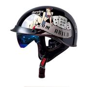Men Half Helmets, Lightweight Moped Helmet, DOT/ECE Approved Cycling Retro Cruiser Helmets, for Men and Women Jet helmet, Baseball Cap Motorcycle Helmet, German Style Half Helmets 8, XXL=61-63cm