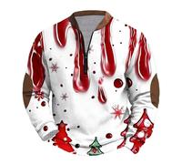 Men Half Zip Christmas Pullover, Novelty Xmas Sweatshirt Cute Reindeer Jumper 3D Printed Santa Claus Shirt Crew Neck Sweatshirt Long Sleeve Blouse Funny Tops Cosy Blouse Casual Activewear