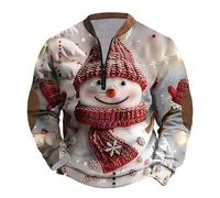 Men Half Zip Christmas Pullover, Novelty Xmas Sweatshirt Cute Reindeer Jumper 3D Printed Santa Claus Shirt Crew Neck Sweatshirt Long Sleeve Blouse Funny Tops Cosy Blouse Casual Activewear
