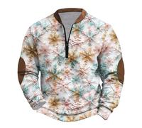 Men Half Zip Christmas Pullover, Novelty Xmas Sweatshirt Cute Reindeer Jumper 3D Printed Santa Claus Shirt Crew Neck Sweatshirt Long Sleeve Blouse Funny Tops Cosy Blouse Casual Activewear