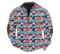 Men Half Zip Christmas Sweatshirt Santa Claus Pullover Ugly Naughty Jumper Long Sleeve Knit Sweater V-Neck Jumpers Sherpa Lined Sweatshirts Warm Cosy Funny Xmas Sweaters Party Celebration Tops S-5XL