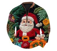 Men Half Zip Christmas Sweatshirt Santa Claus Pullover Ugly Naughty Jumper Long Sleeve Knit Sweater V-Neck Jumpers Sherpa Lined Sweatshirts Warm Cosy Funny Xmas Sweaters Party Celebration Tops S-5XL