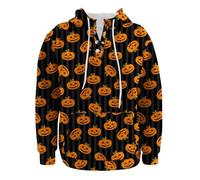 Men Halloween Costume Funny Pumpkin Printed Sweatshirts Colorful Hoodie Men Loose Fit Streetwear Pullover Oversized Sweatshirt Drawstring Printed Pullovers Long Sleeve Jumpers Comfortable Coat