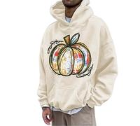 Men Halloween Costumes Adult Halloween Hoodie Men Rainbow Pumpkin Printed Sweatshirts Long Sleeve Jumpers Drawstring Outdoor Pullovers Funny Hooded Activewear Casual Hoody Pullover Costume