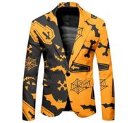 Men Halloween Costumes Adult Scary Dinner Jackets for UK Print Casual Blazers Skeleton Costume Party Blazer Steampunk Suit Men's Mens 3D Horror Jacket Regular Fit