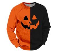 Men Halloween Sweatshirt | 3D Printed Halloween Pullover Sweatshirt | Crew Neck Long Sleeve Hoodless Sweatshirt | Patchwork Pumpkin Printed Sweatshirt Fashion Trendy Halloween Costume