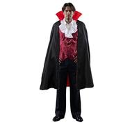 Men Halloween Vampire Costume Deluxe Gothic Long Sleeve Shirts and Cloak Set for Cosplay Party Stage Performance (A-Black, M)